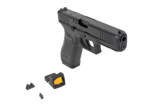 Glock Blue Label 17 Gen 5 MOS 9mm with Trijicon RMR Type 2, RMR Mounting Kit, and AmeriGlo Suppressor Sights Kit